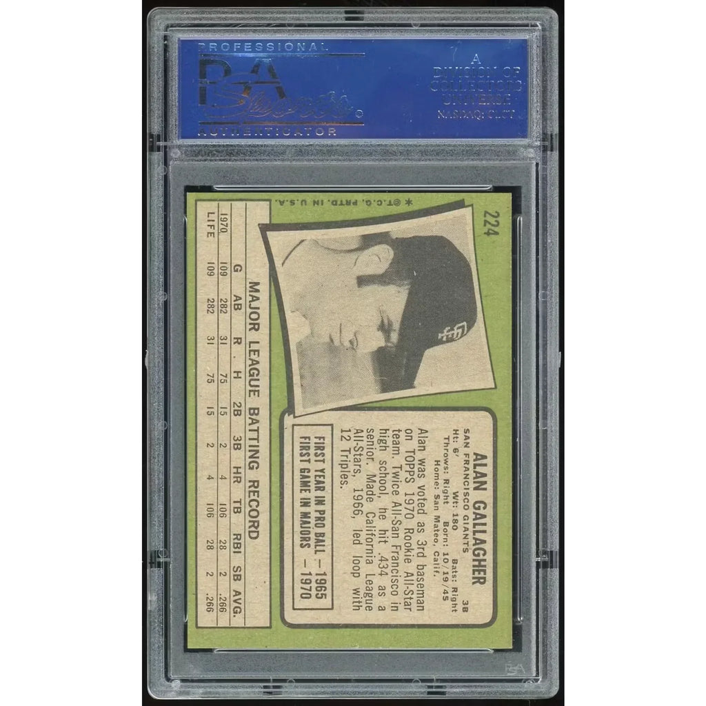 1971 Topps #224 Alan Gallagher Rookie Card | PSA 8
