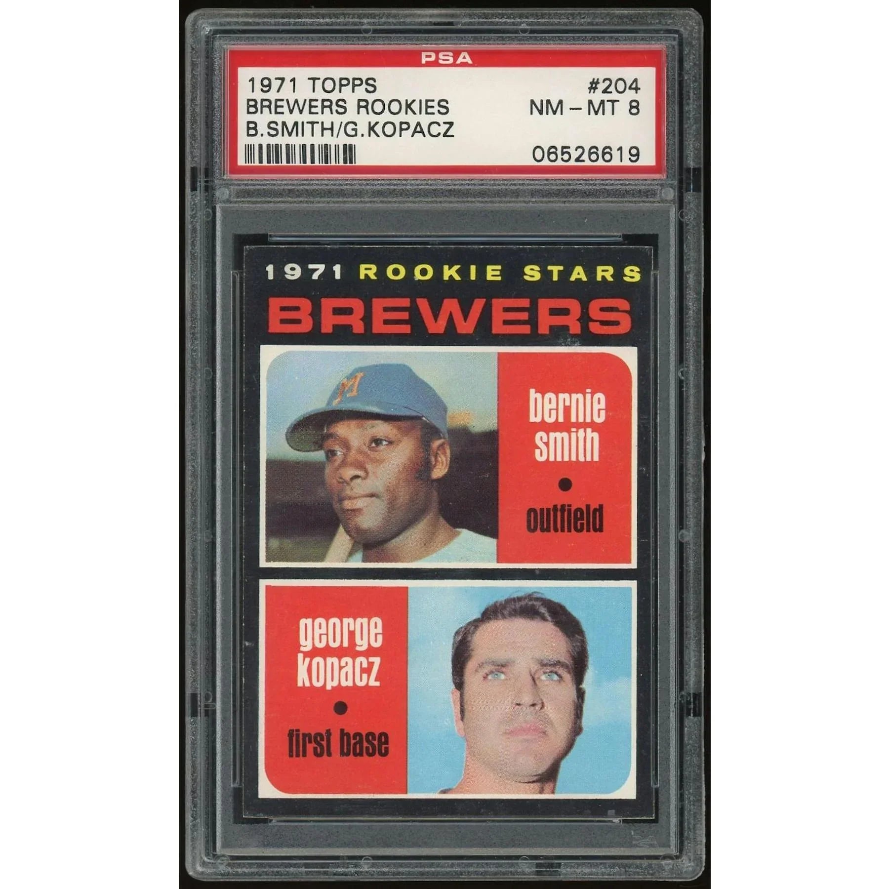 1971 Topps #204 Bernie Smith/George Kopacz Rookie Card | PSA 8