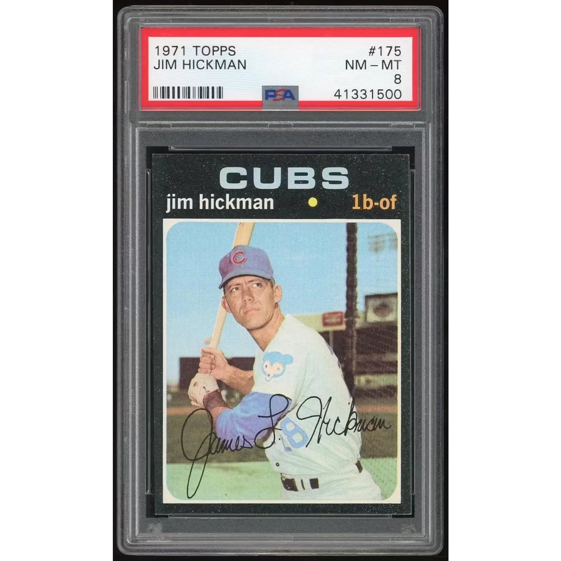 Jim Hickman 1971 Topps #175 Baseball Card | PSA 8