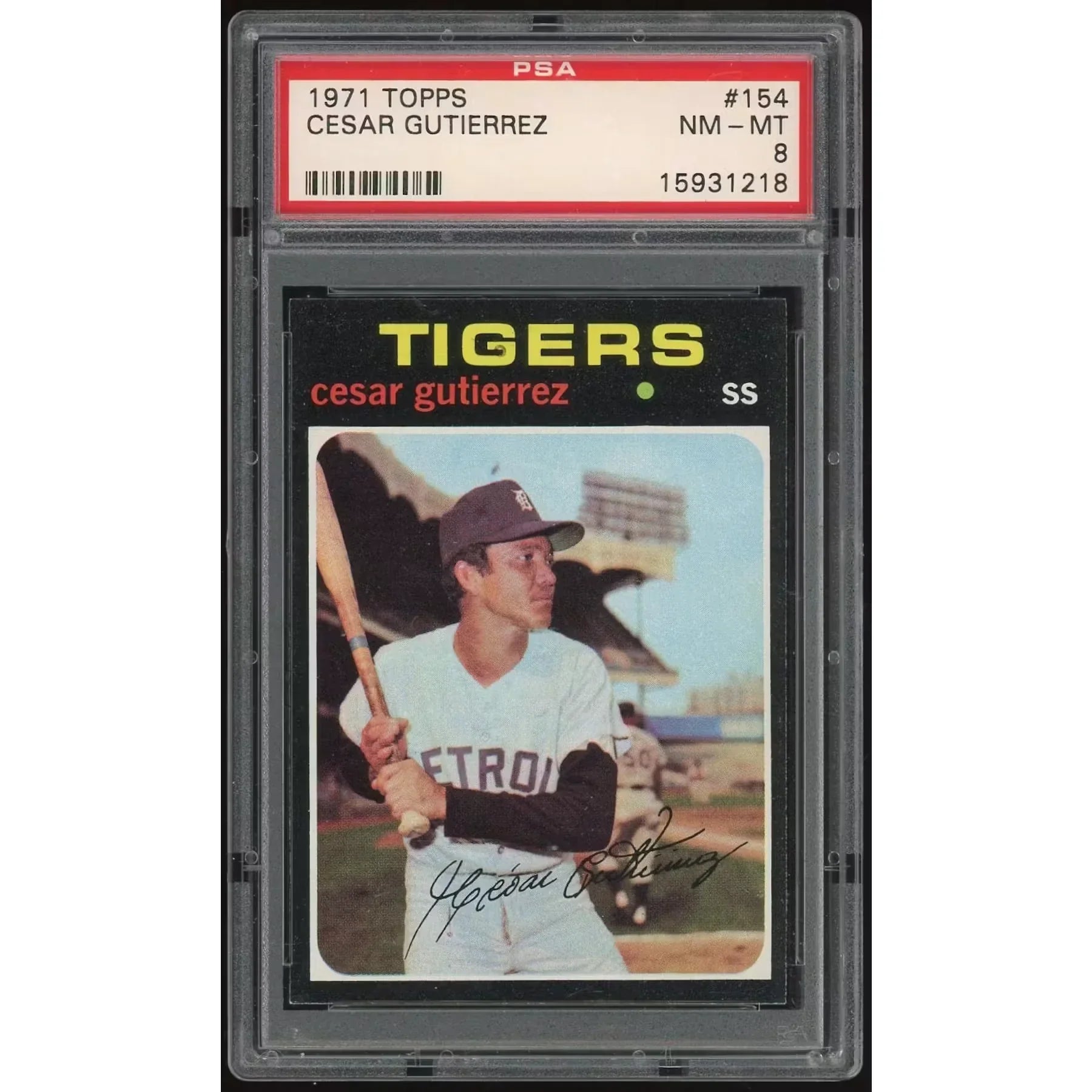 1971 Topps #154 Cesar Gutierrez Baseball Card | PSA 8