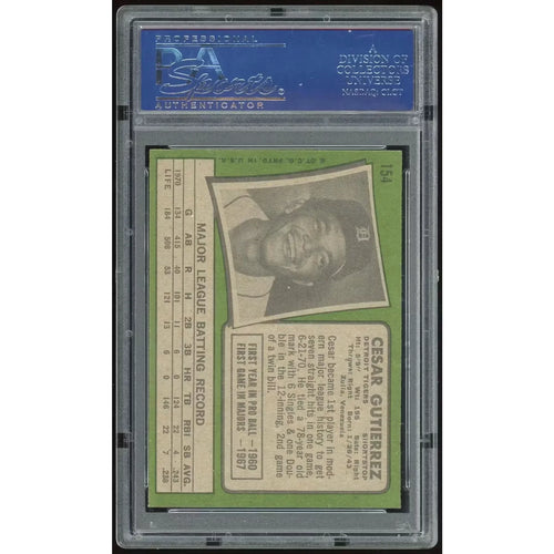 1971 Topps #154 Cesar Gutierrez Baseball Card | PSA 8