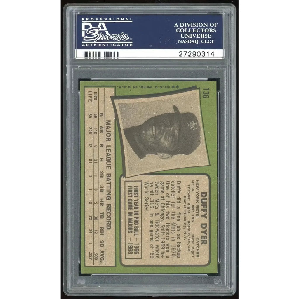 Duffy Dyer 1971 Topps Card #136 | PSA 8