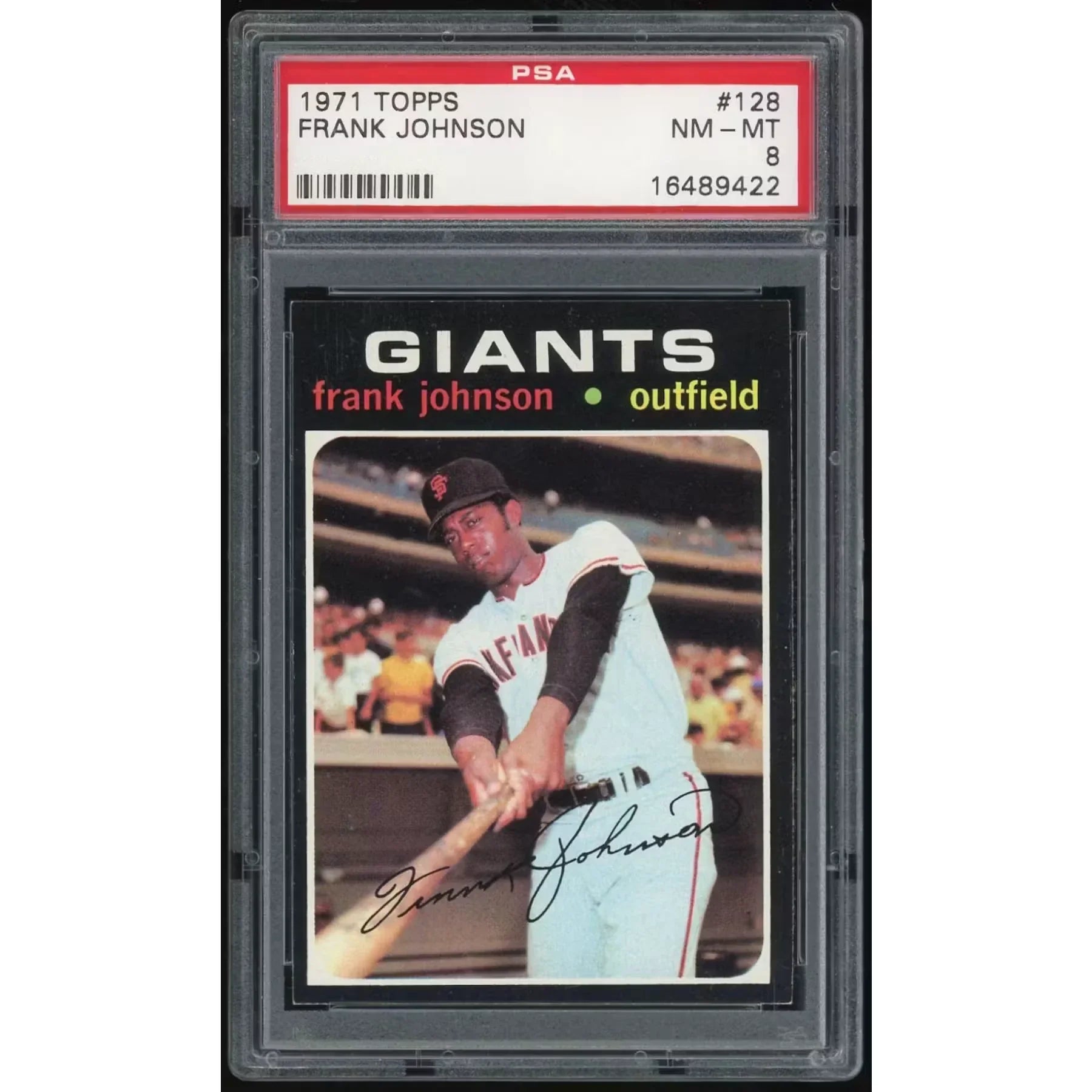 Frank Johnson 1971 Topps #128 Baseball Card | PSA 8