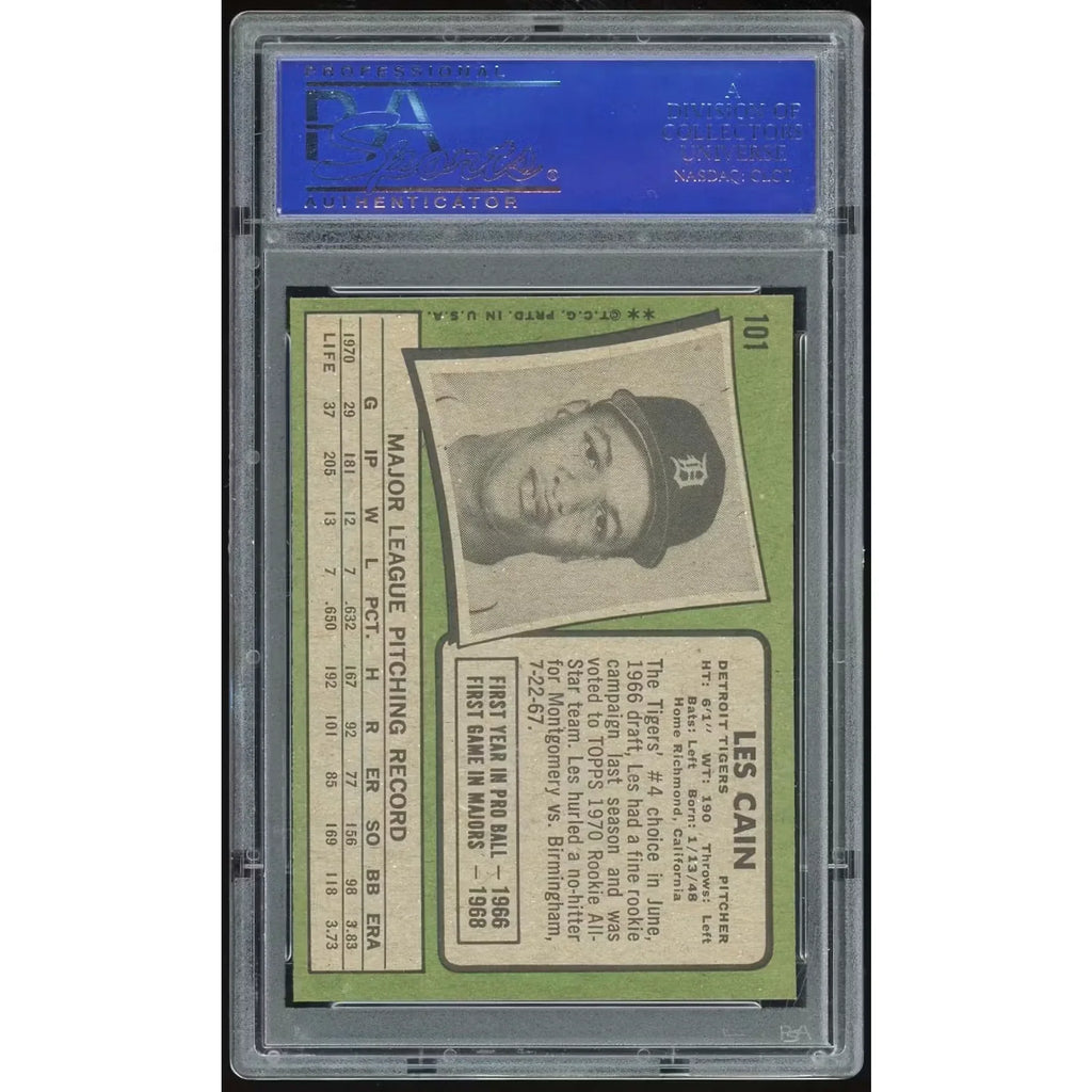 Les Cain 1971 Topps #101 Baseball Card | PSA 8