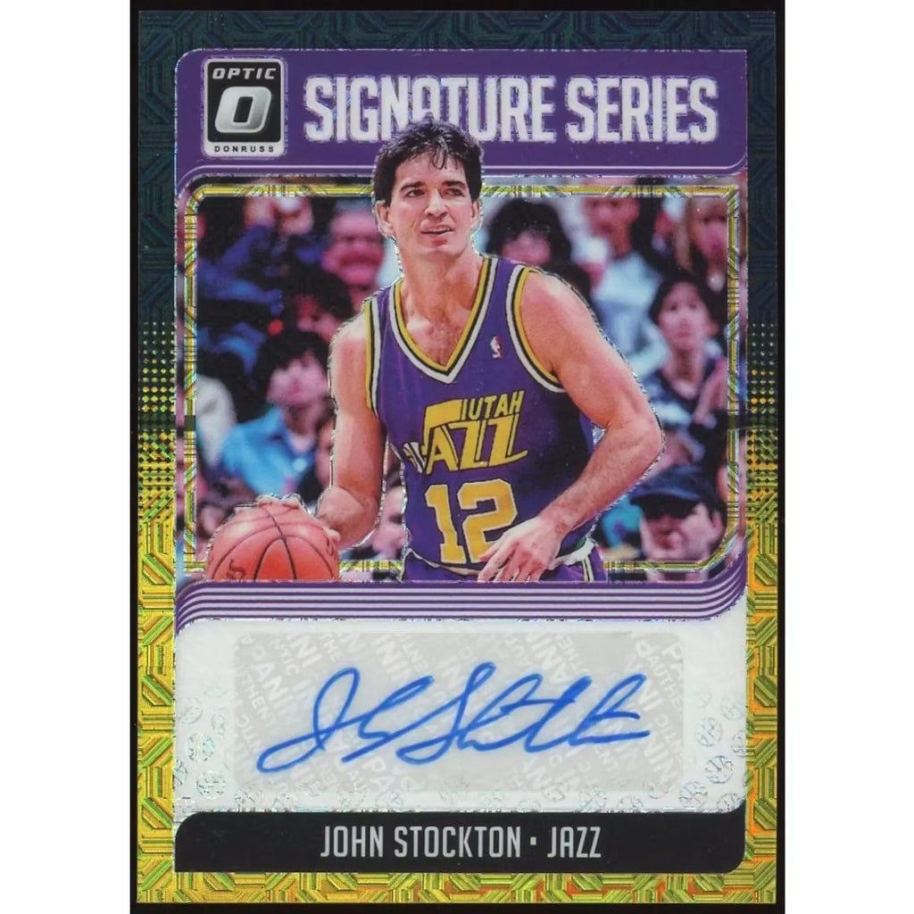 2018-19 Donruss Optic Signature Series Choice Black Gold #SGJSK John Stockton Auto #/8