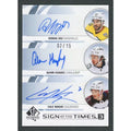 Roman Josi, Quinn Hughes & Cale Makar Signed 2024-25 Upper Deck SP Authentic Card |/15
