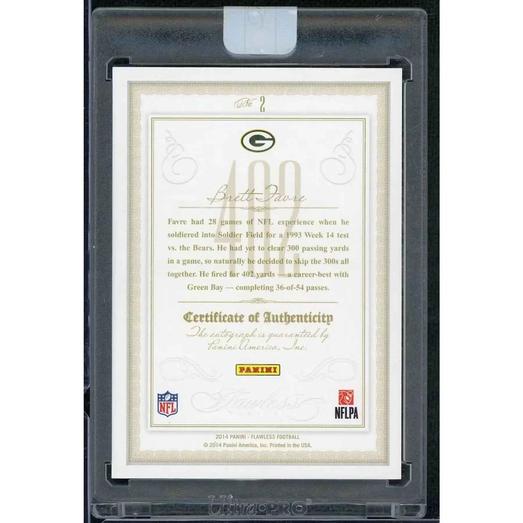 Brett Favre Signed 2014 Panini Flawless Benchmarks Card | Auto/25