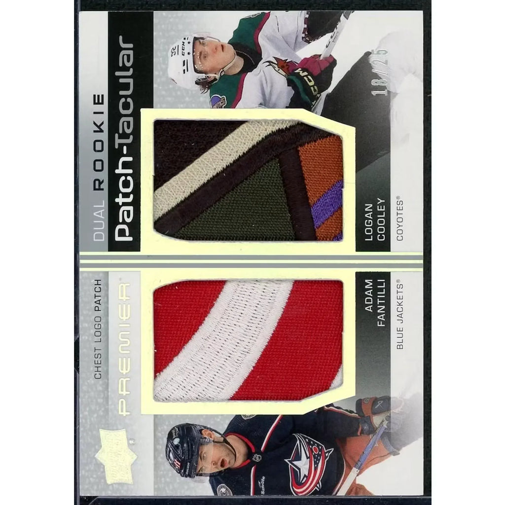 Adam Fantilli Logan Cooley Signed Dual Rookie Patch Card | 2023-24 UD Premier/25