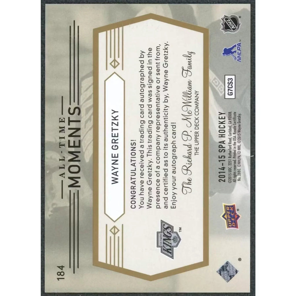 Wayne Gretzky Signed 2014-15 Upper Deck SP Authentic Card #184