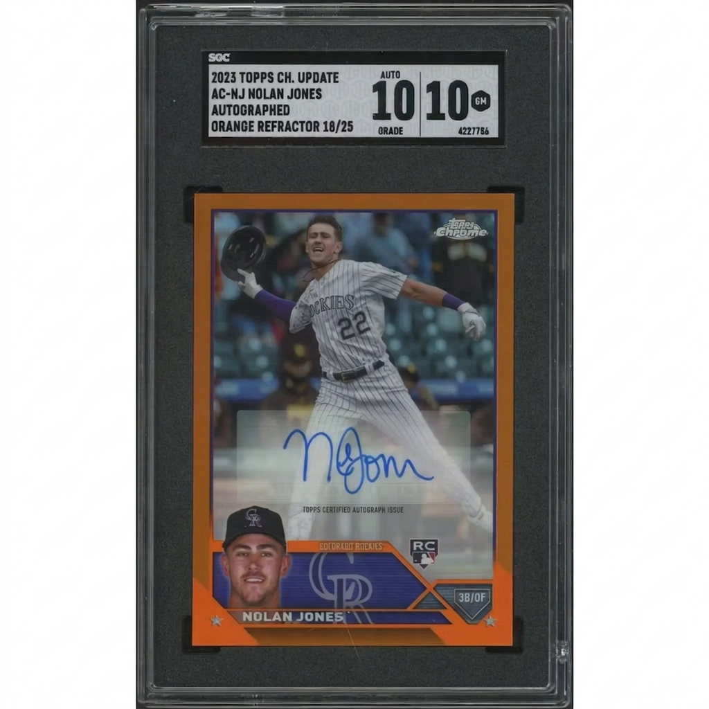 Nolan Jones Signed 2023 Topps Chrome Update Orange Refractor Rookie #18 Card | SGC 10 Gem