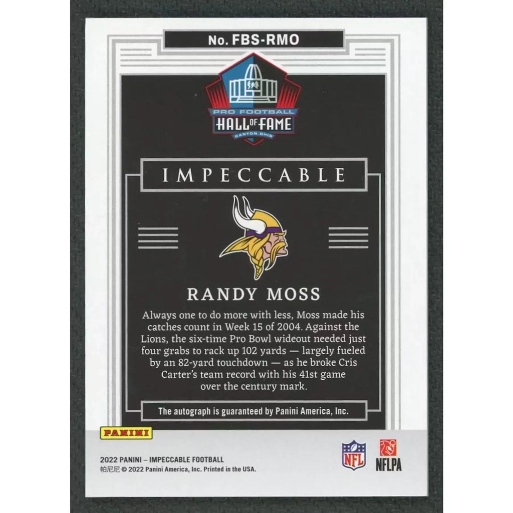 Randy Moss Signed 2022 Panini Impeccable Card | #FBS-RMO