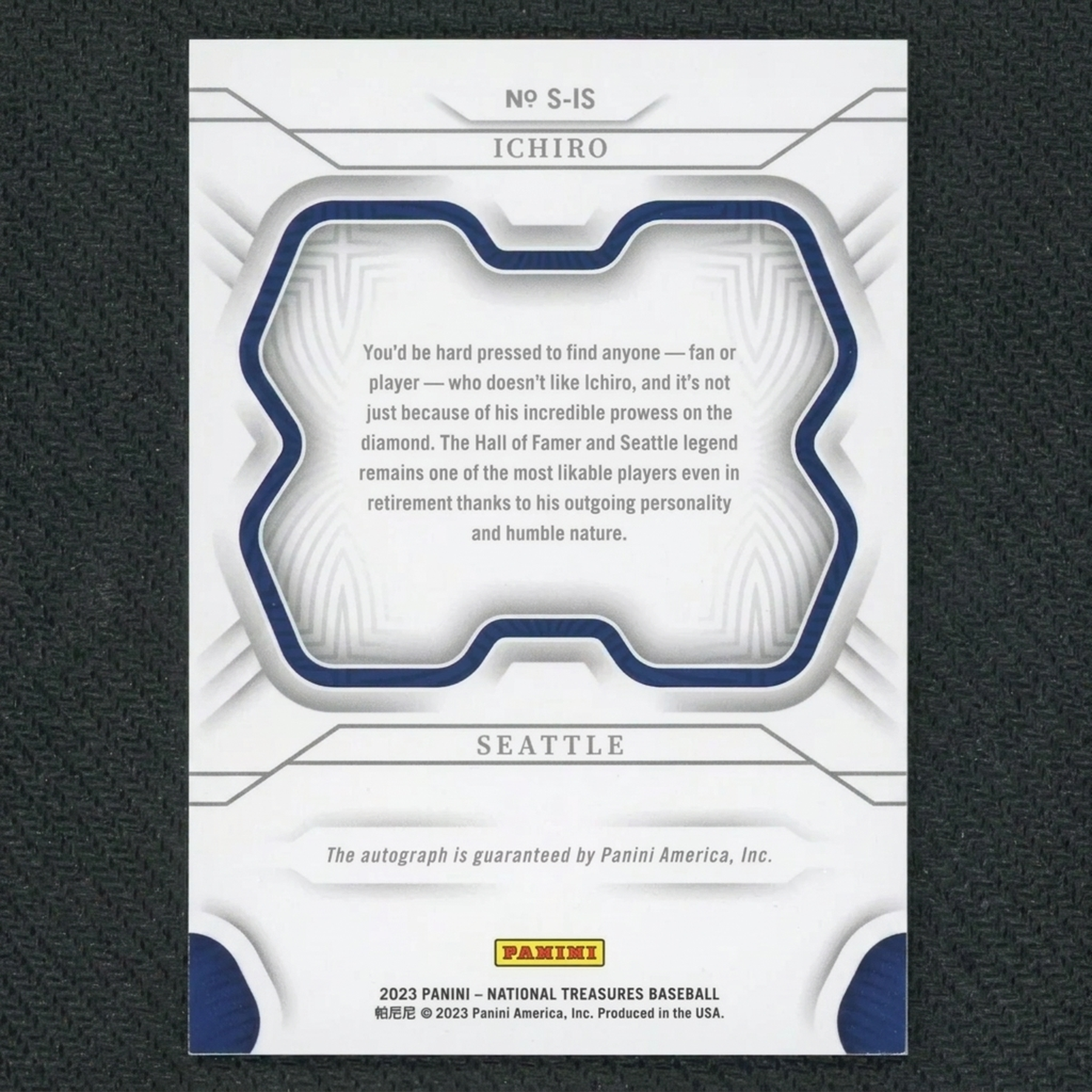 Ichiro Suzuki Signed 2023 National Treasures Card | Platinum 1/1