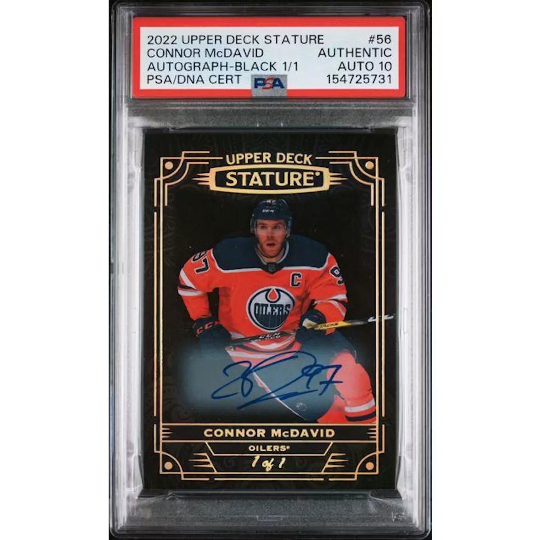 Connor McDavid Signed 2022-23 Upper Deck Stature Card | Black Auto 1/1