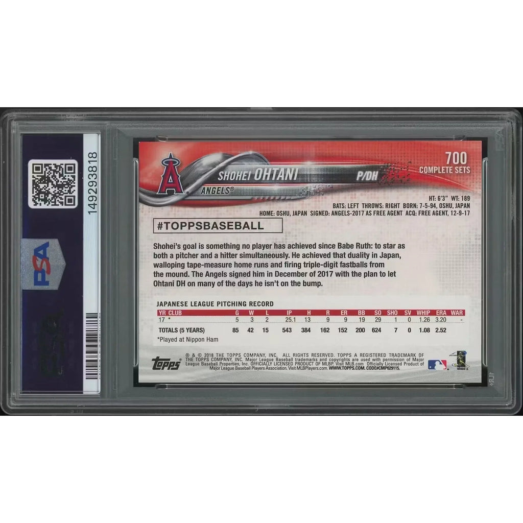2018 Topps Complete Set Baseball #700 Shohei Ohtani Retail Rookie PSA 9 (MINT)