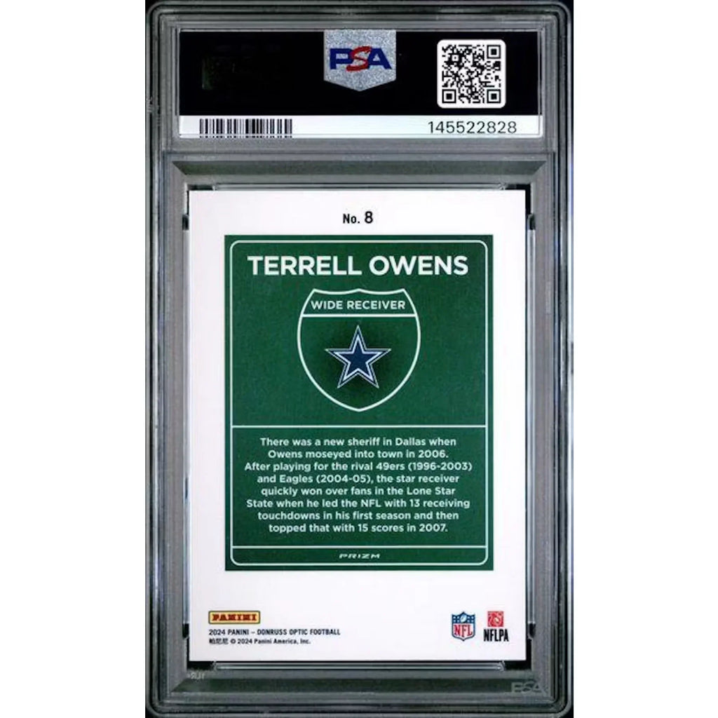Terrell Owens 2024 Panini Donruss Optic Downtown #8 | PSA 8
