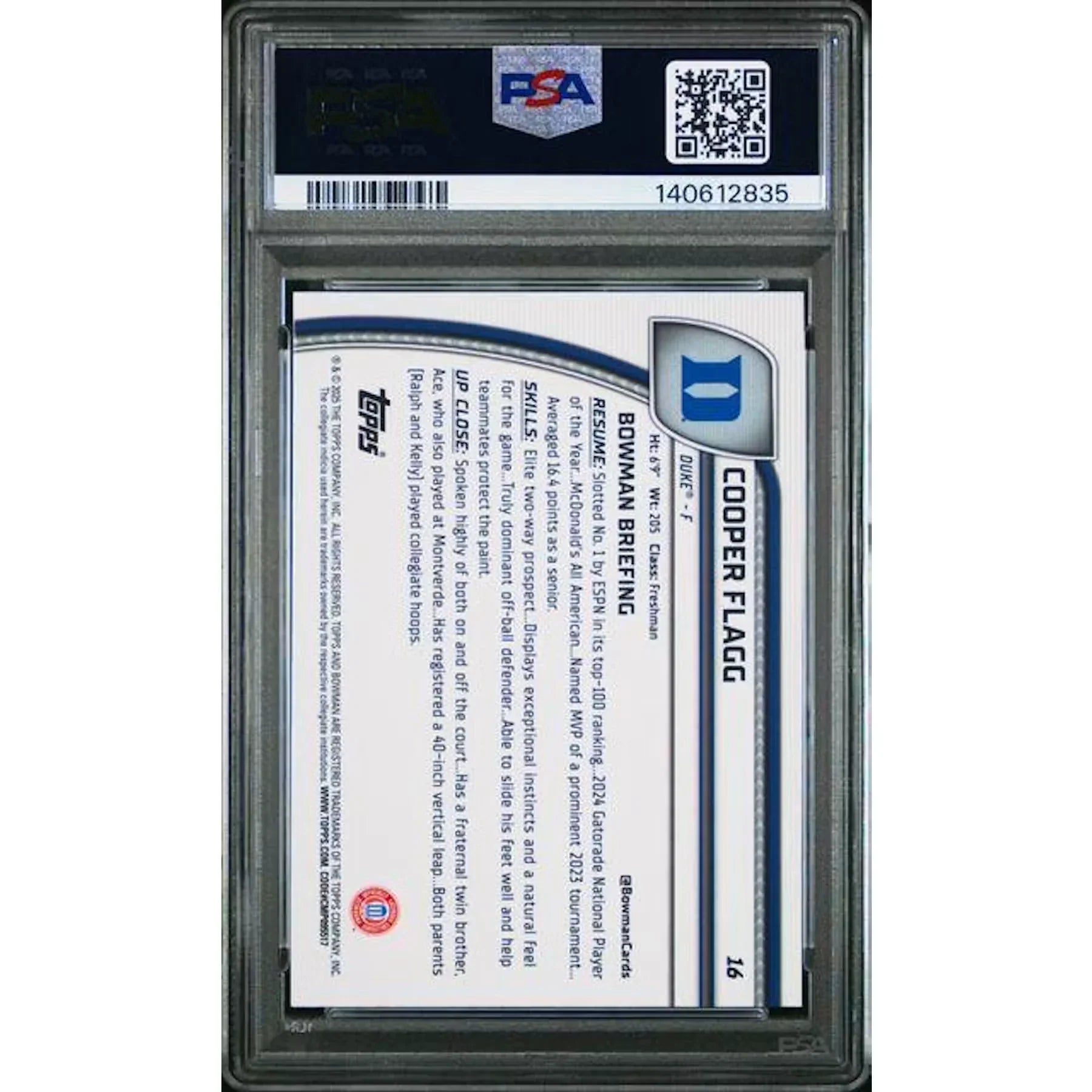 Cooper Flagg 2024 Bowman Chrome U X-Fractor #16 | PSA 10