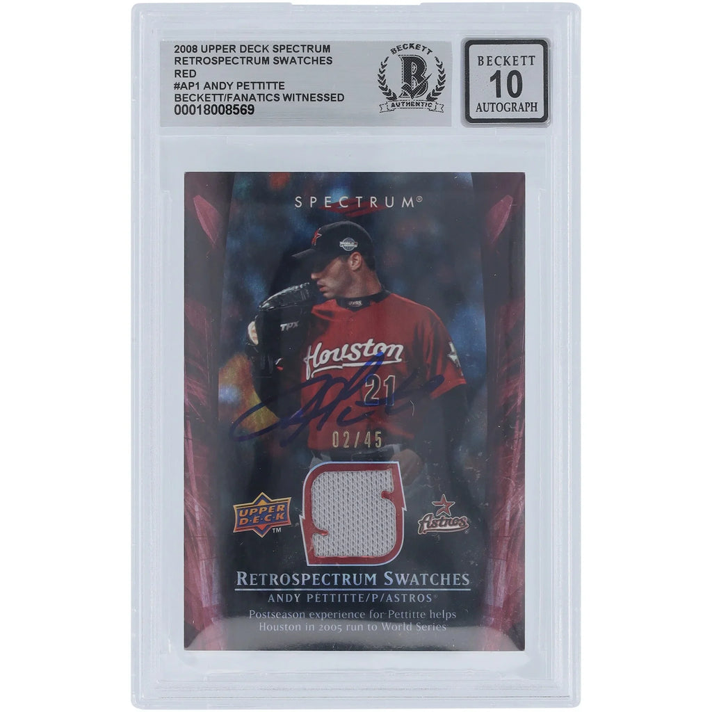 Andy Pettitte Signed 2008 Upper Deck Spectrum Red Retrospectrum Relic Card #/45