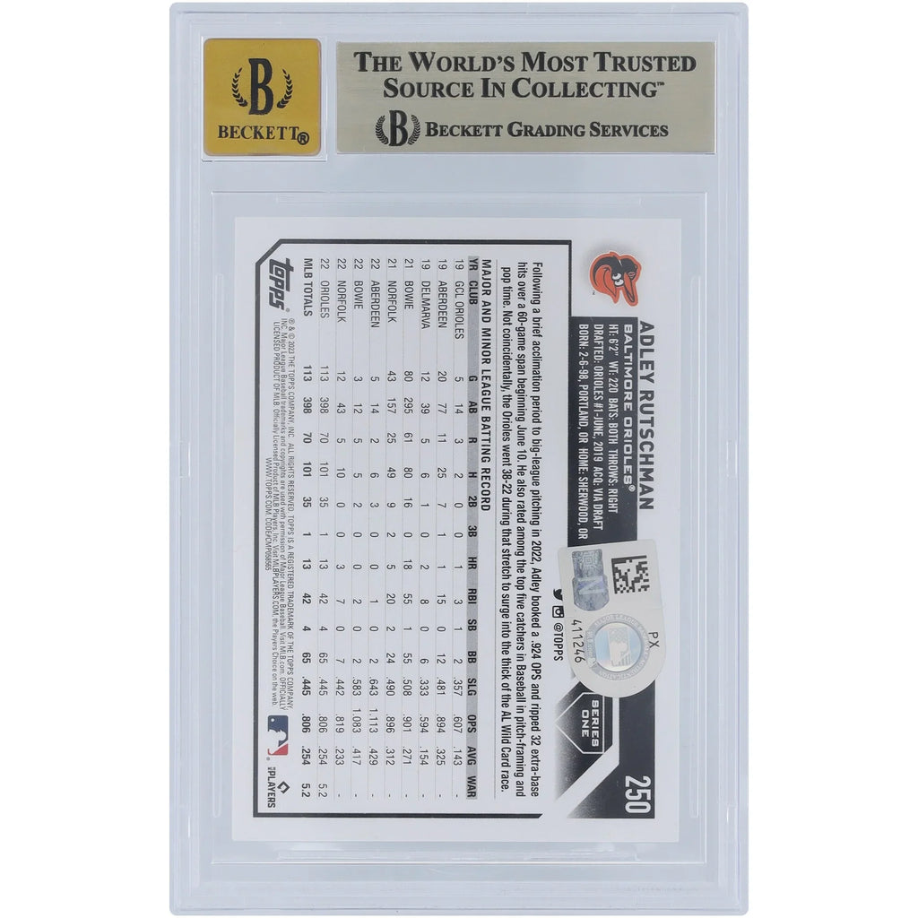 Adley Rutschman Signed 2023 Topps Series One #250 Rookie Card | Graded 9.5