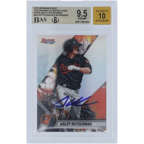 Adley Rutschman Signed 2019 Bowman's Best Top Prospects Refractor #TP-30 | Graded 9.5