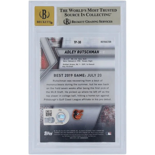 Adley Rutschman Signed 2019 Bowman's Best Top Prospects Refractor #TP-30 | Graded 9.5