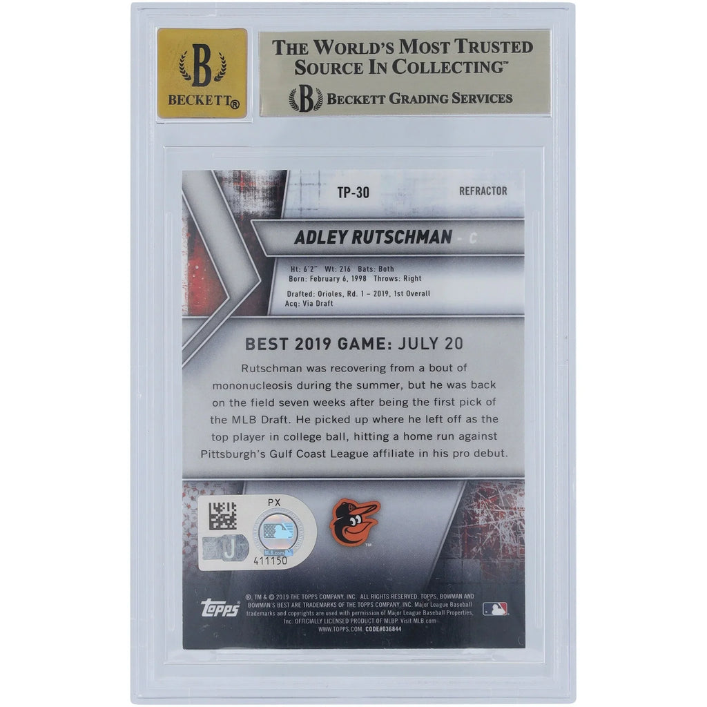 Adley Rutschman Signed 2019 Bowman's Best Top Prospects Refractor #TP-30 | Graded 9.5