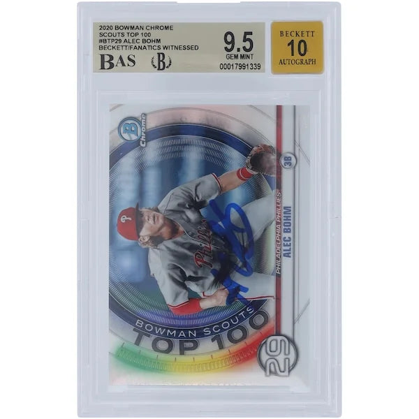 Alec Bohm Signed 2020 Bowman Chrome Scouts Top 100 #BTP-29 | Graded 9.5