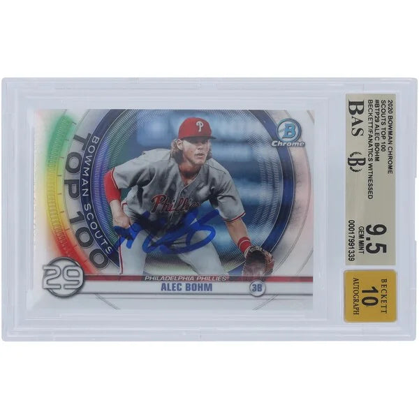 Alec Bohm Signed 2020 Bowman Chrome Scouts Top 100 #BTP-29 | Graded 9.5