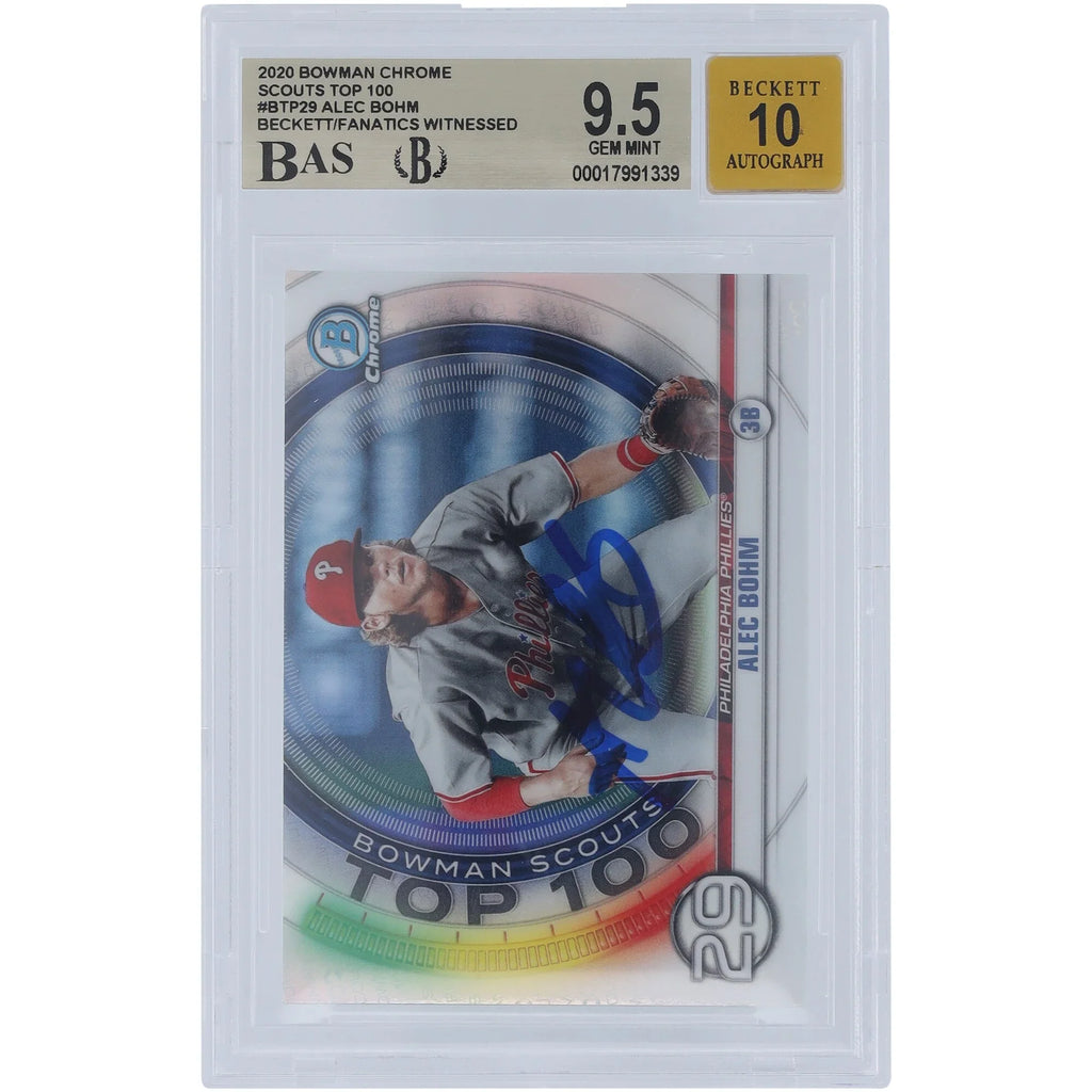 Alec Bohm Signed 2020 Bowman Chrome Scouts Top 100 #BTP-29 | Graded 9.5
