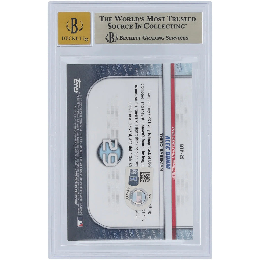 Alec Bohm Signed 2020 Bowman Chrome Scouts Top 100 #BTP-29 | Graded 9.5