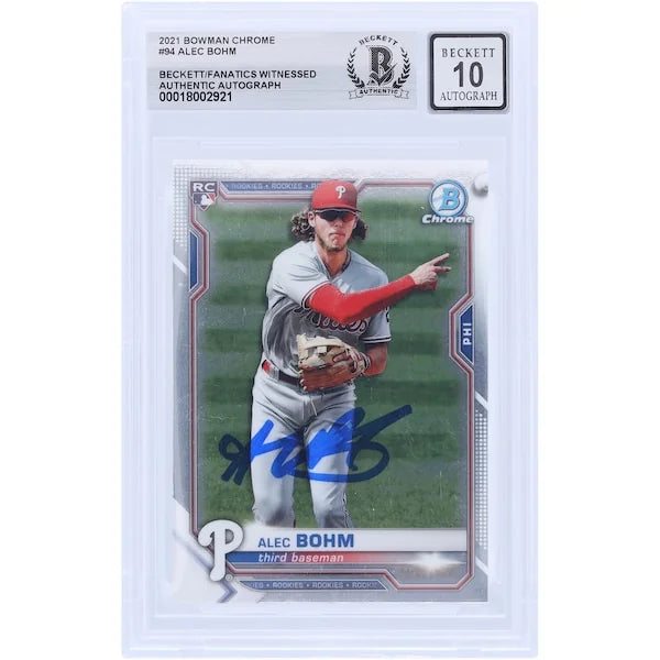 Alec Bohm Signed 2021 Bowman Chrome #94 Rookie Card | Grade 10