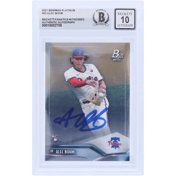 Alec Bohm Signed 2021 Bowman Platinum #20 Rookie Card | Grade 10