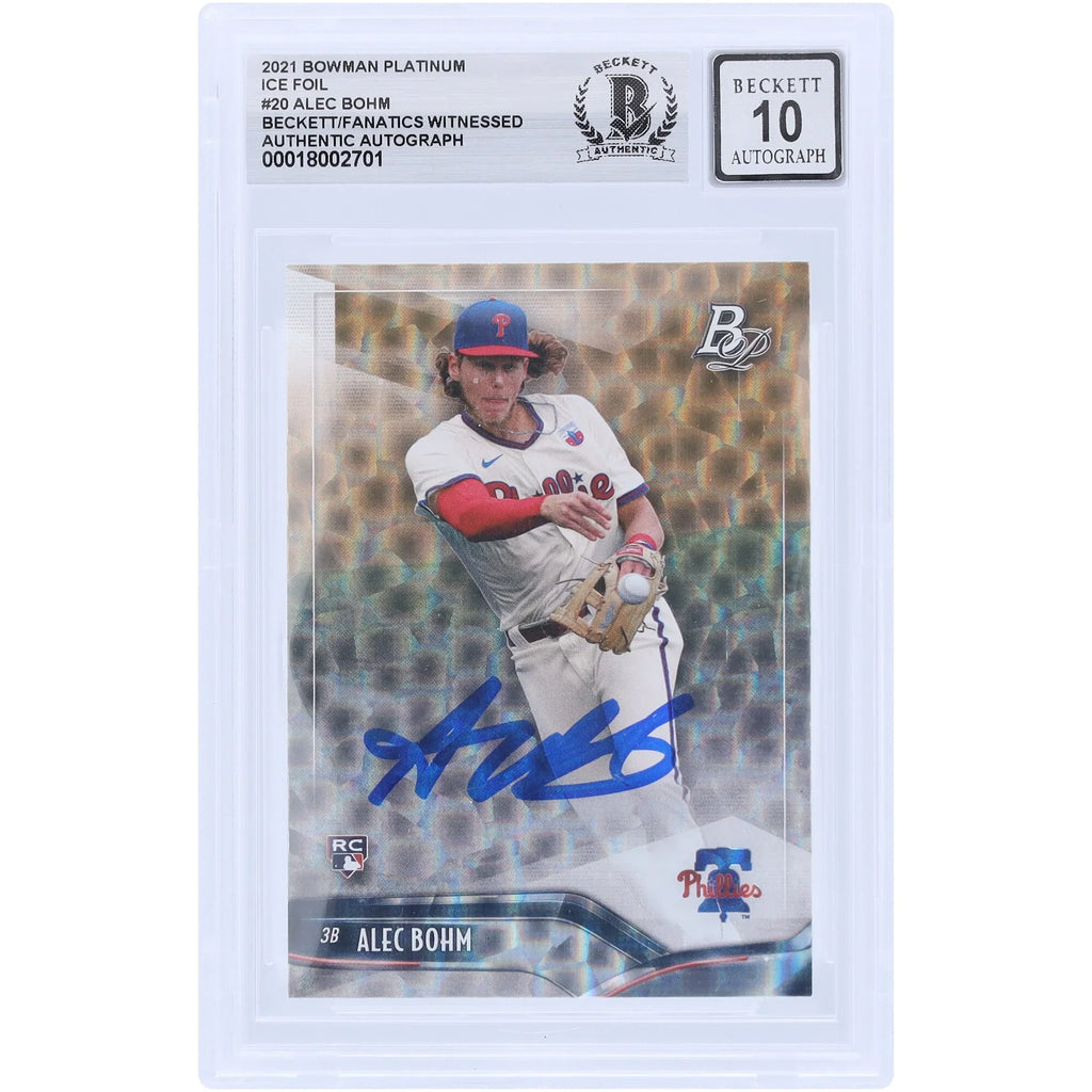 Alec Bohm Signed 2021 Bowman Platinum Ice Foil #20 Rookie Card | Graded 10