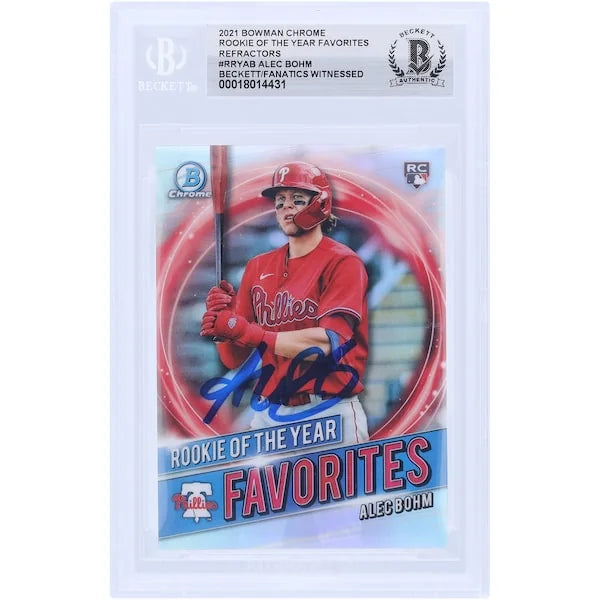 Alec Bohm Signed 2021 Bowman Chrome Rookie of the Year Favorites Refractor | Authenticated