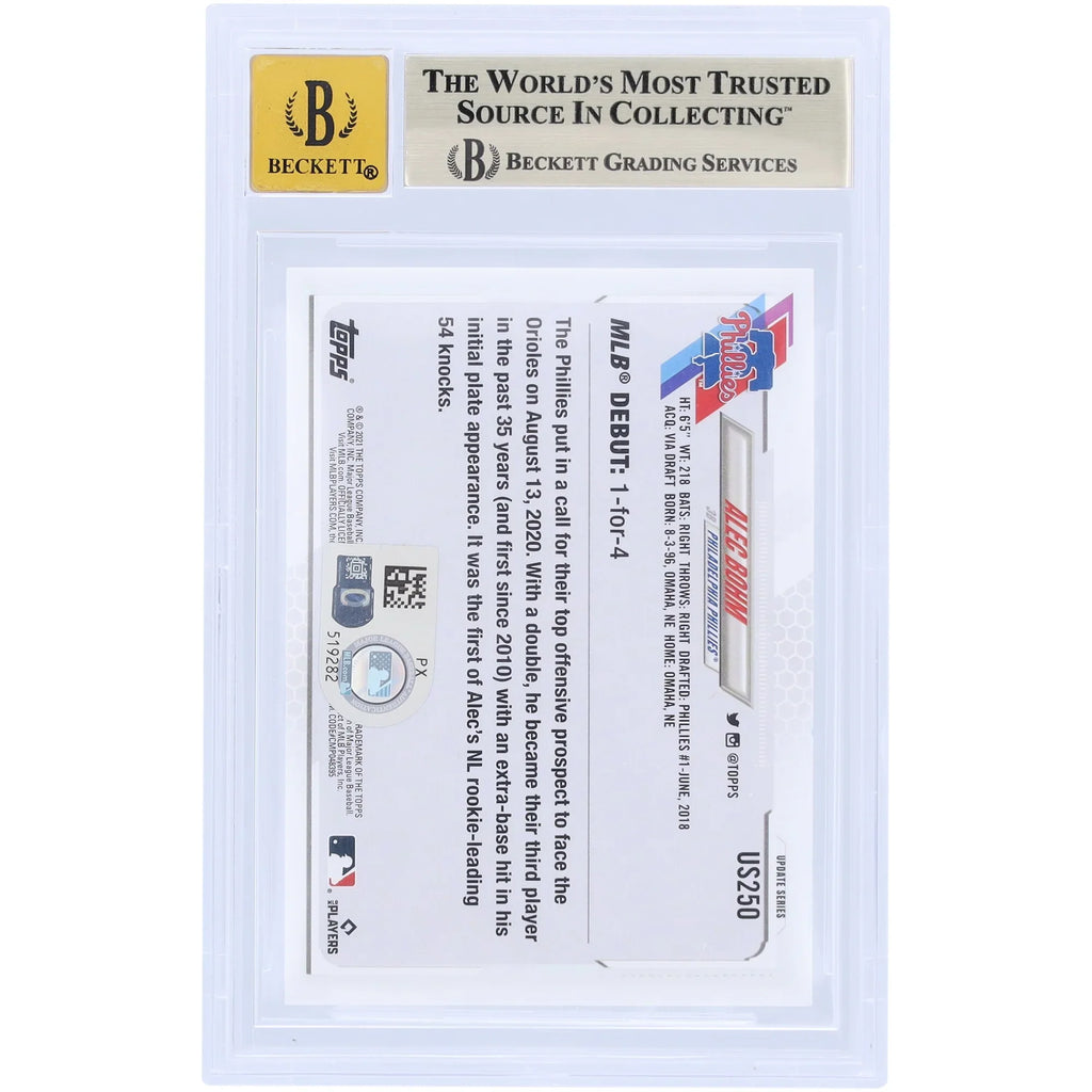 Alec Bohm Signed 2021 Topps Update #US250 Rookie Card | BGS 9.5