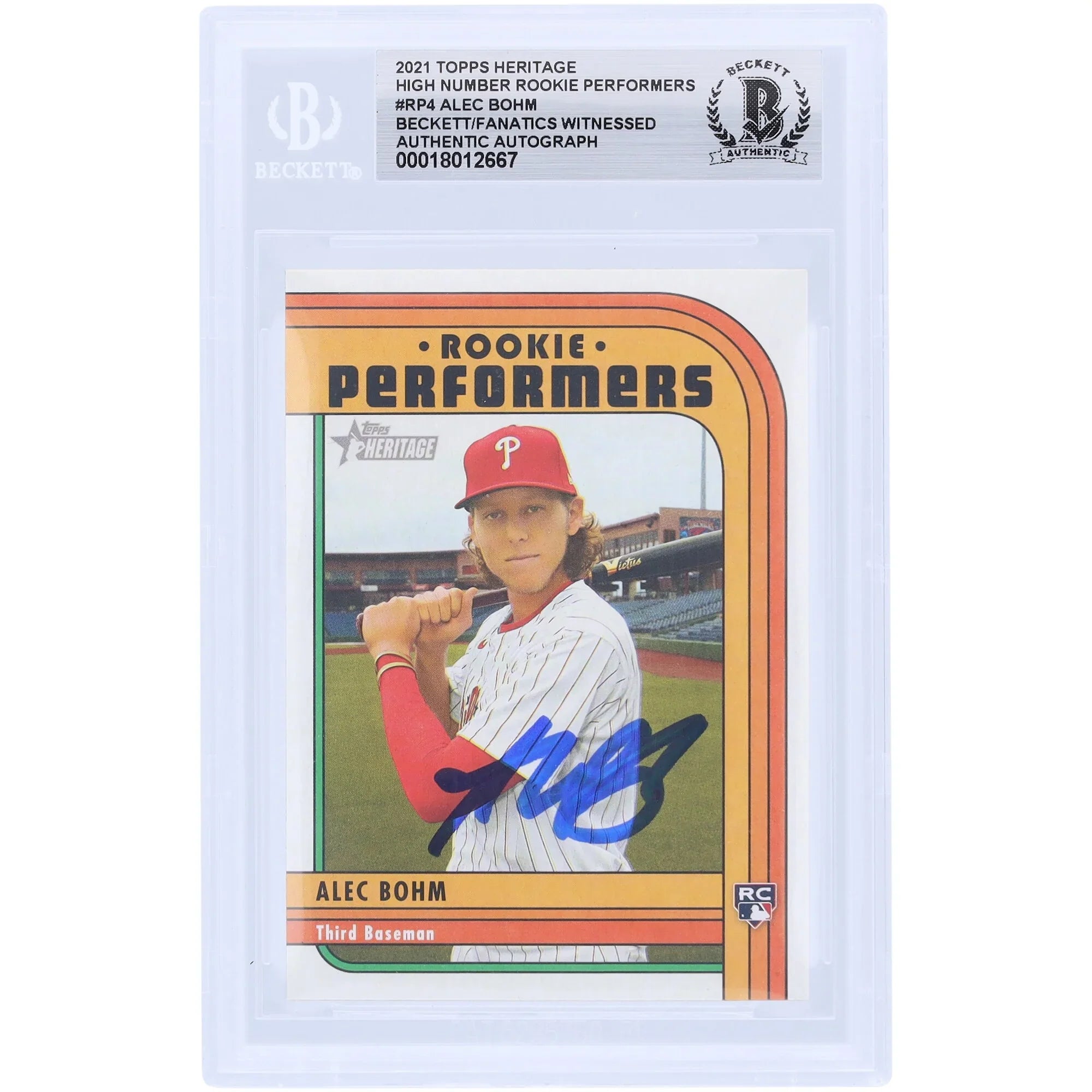 Alec Bohm Signed 2021 Topps Heritage Rookie Card | Beckett Authenticated