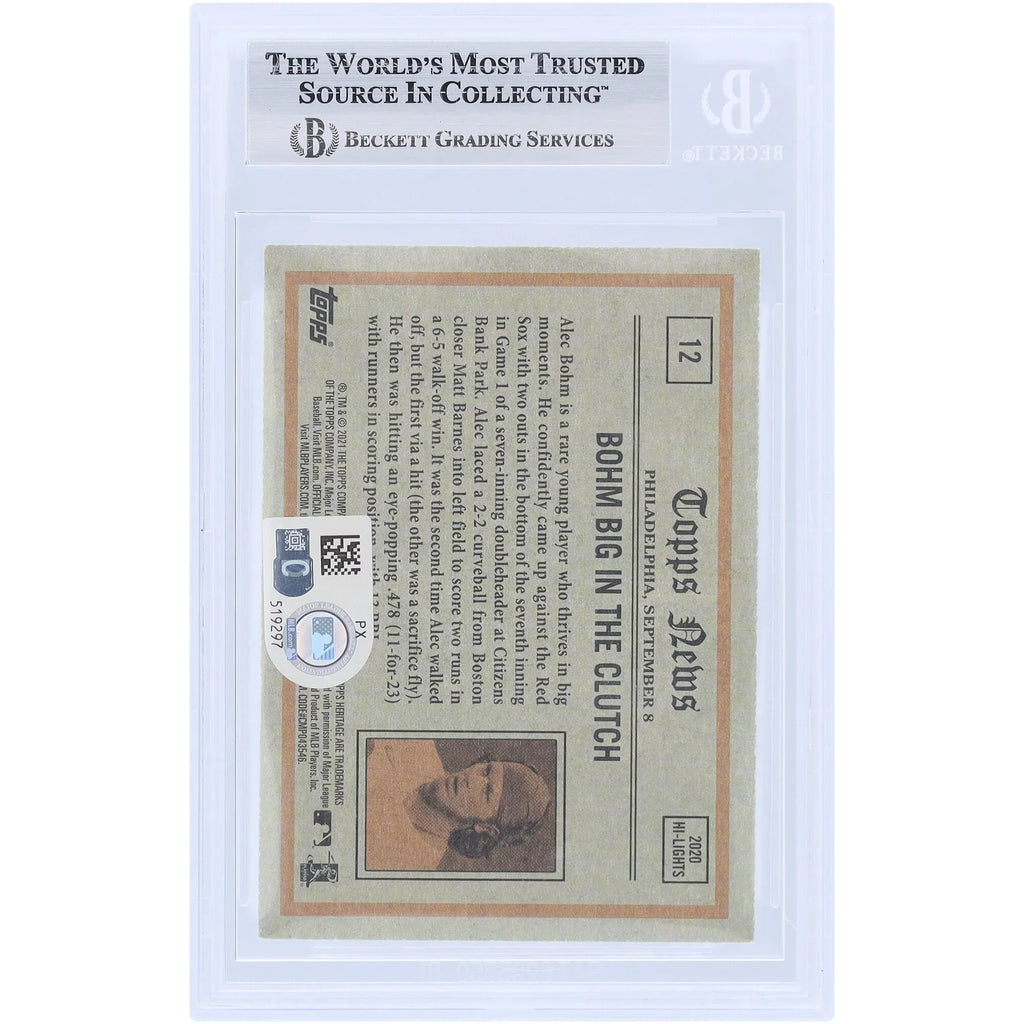 Alec Bohm Signed 2021 Topps Heritage #12 Rookie Card | Authenticated