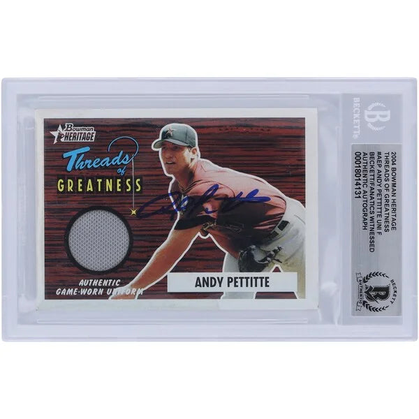 Andy Pettitte Signed 2004 Bowman Heritage Threads of Greatness Jersey Relic Card | Authent