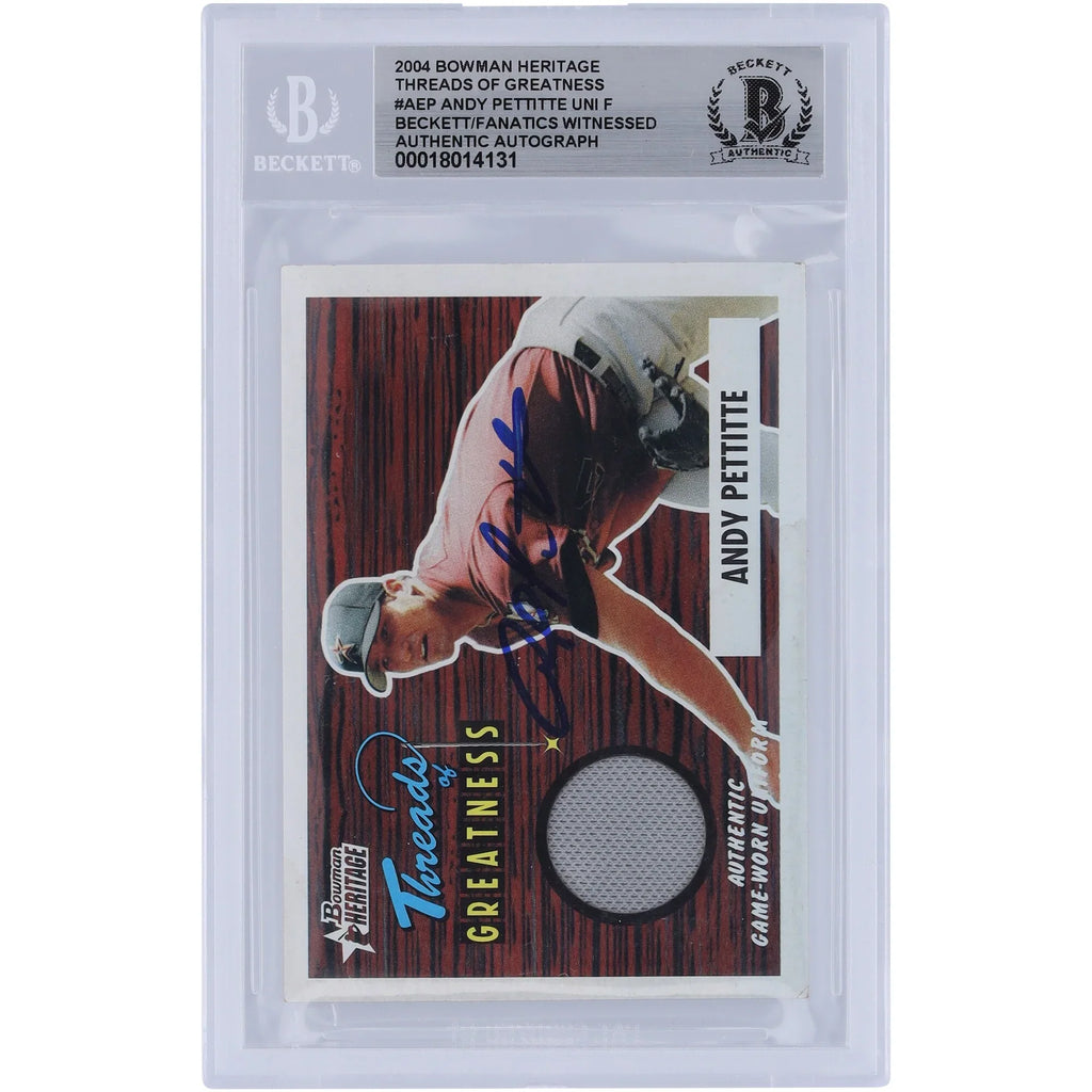 Andy Pettitte Signed 2004 Bowman Heritage Threads of Greatness Jersey Relic Card | Authent