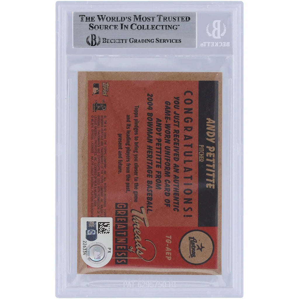 Andy Pettitte Signed 2004 Bowman Heritage Threads of Greatness Jersey Relic Card | Authent