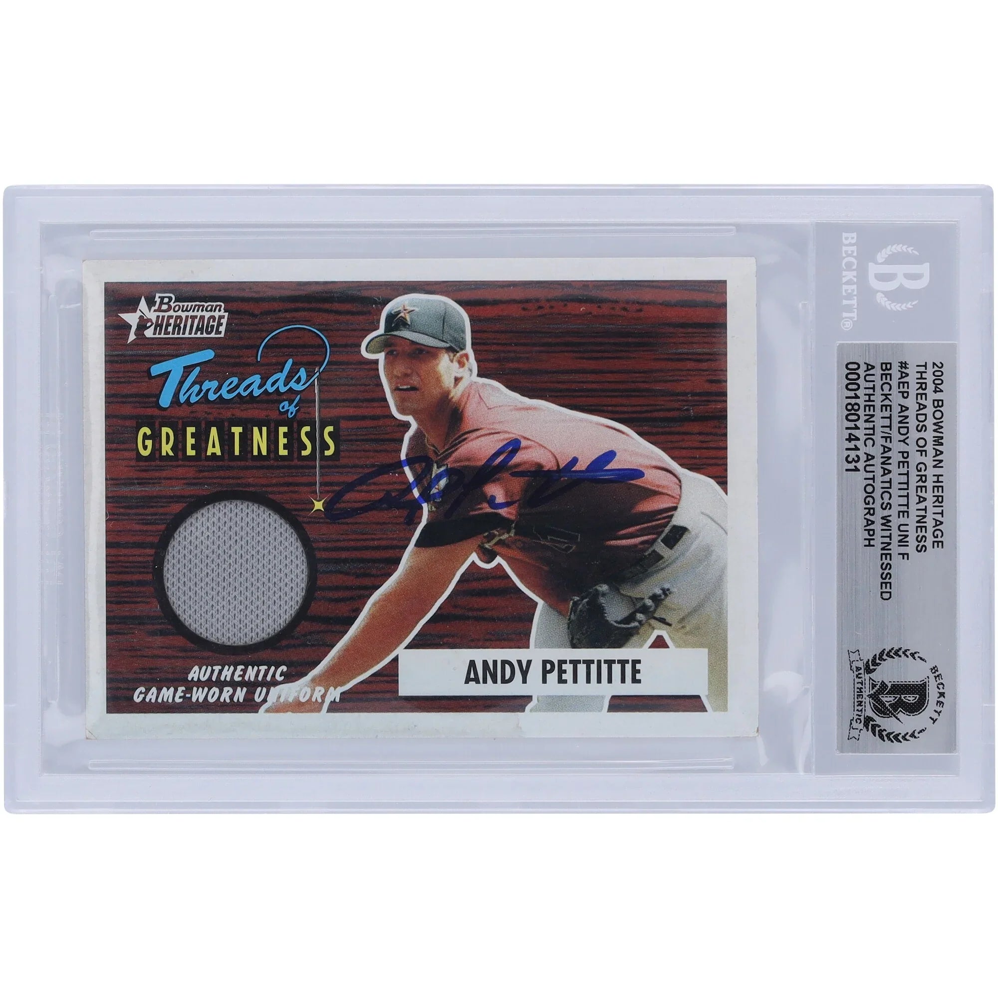 Andy Pettitte Signed 2004 Bowman Heritage Threads of Greatness Jersey Relic Card | Authent