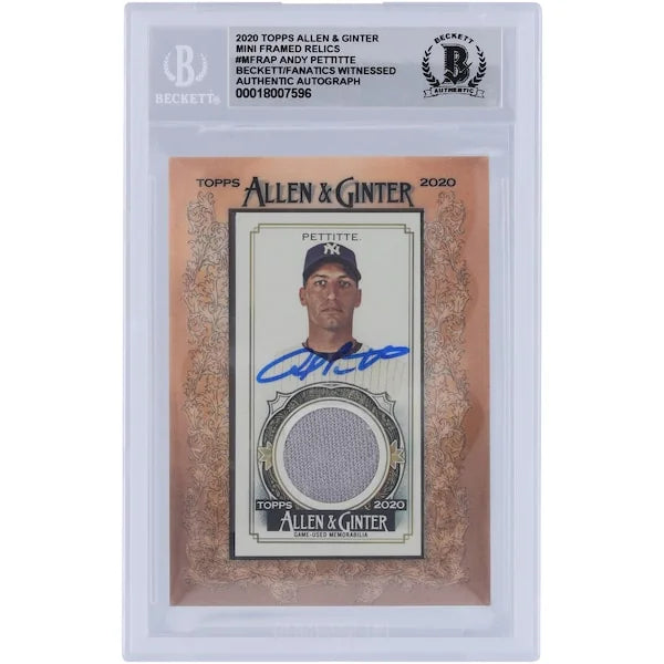 Andy Pettitte Signed 2020 Topps Allen & Ginter Mini Framed Jersey Relic Card | Graded 10