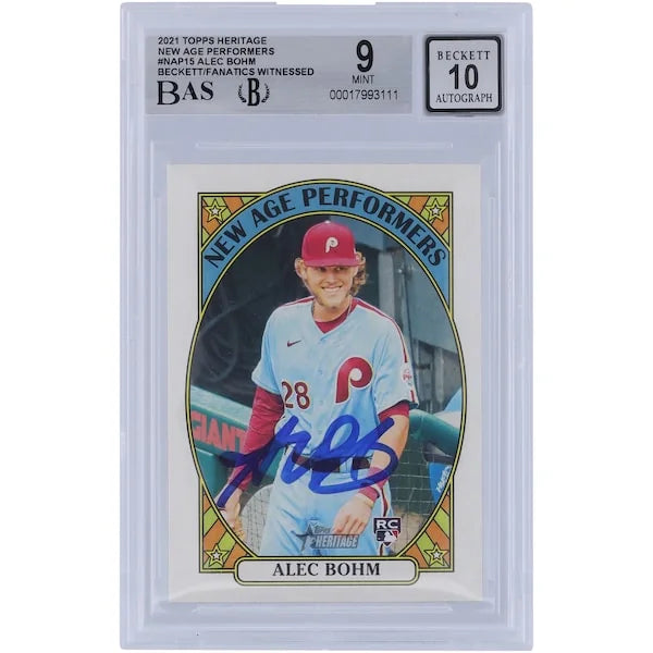 Alec Bohm Signed 2021 Topps Heritage #NAP-15 Rookie Card | Beckett 9