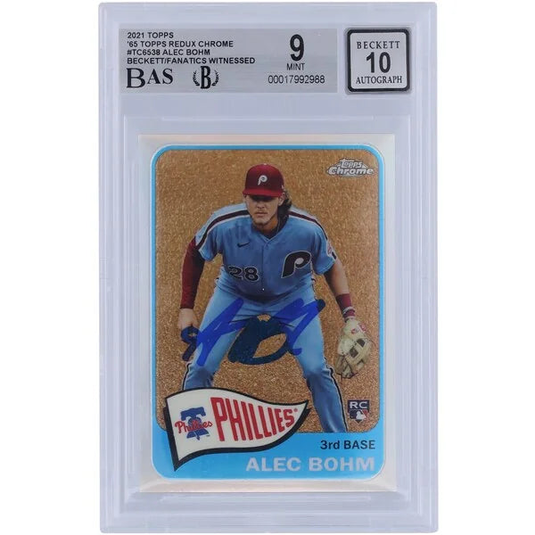 Alec Bohm Signed 2021 Topps Chrome Rookie Card | Beckett Authenticated 9/10
