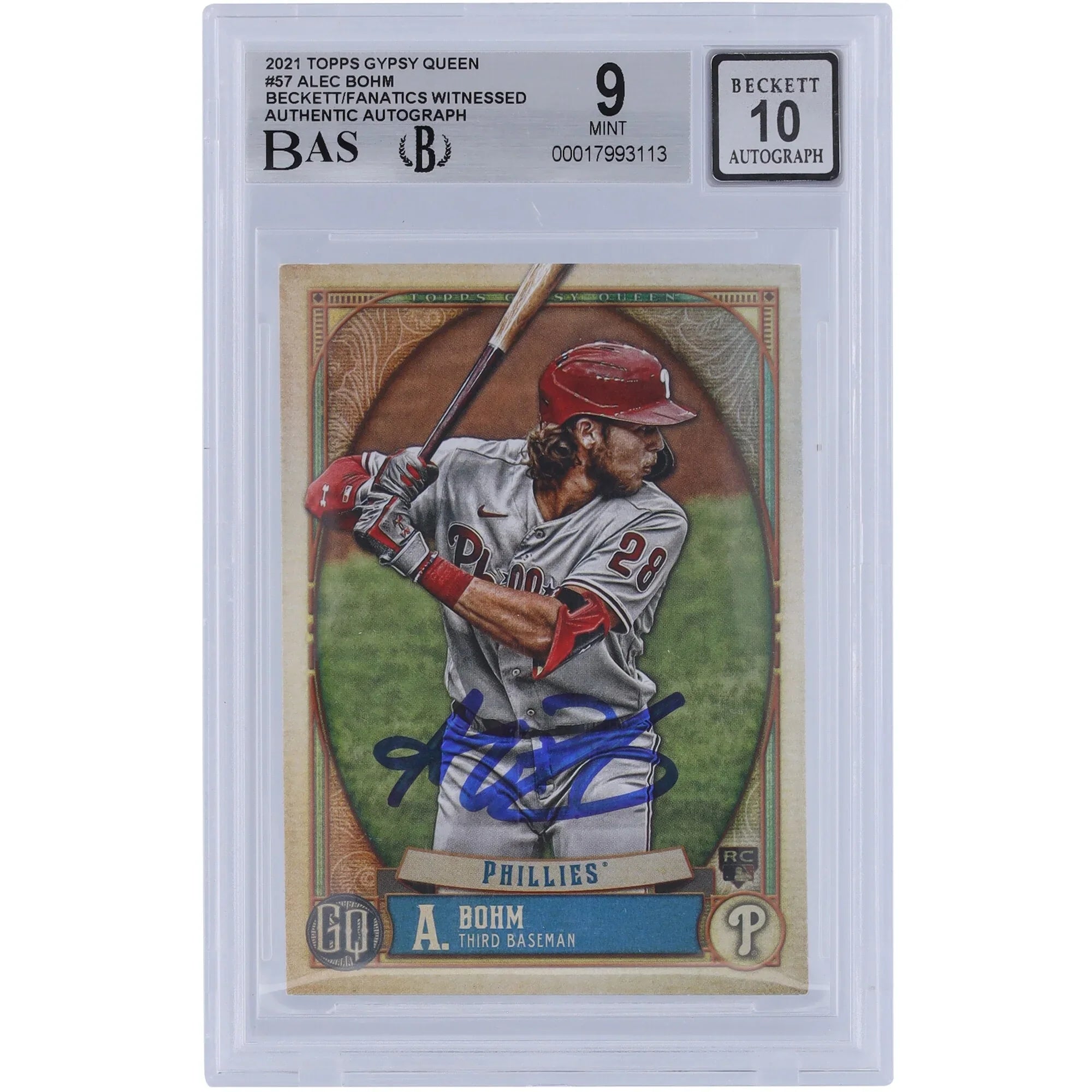 Alec Bohm Signed 2021 Topps GQ #57 Rookie Card | Beckett Authenticated 9