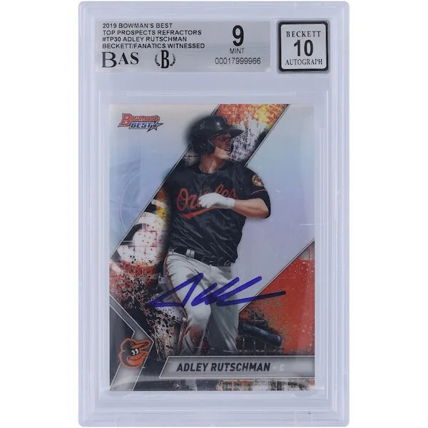 Adley Rutschman Signed 2019 Bowman's Best Top Prospects Refractor #TP-30 | Graded 9