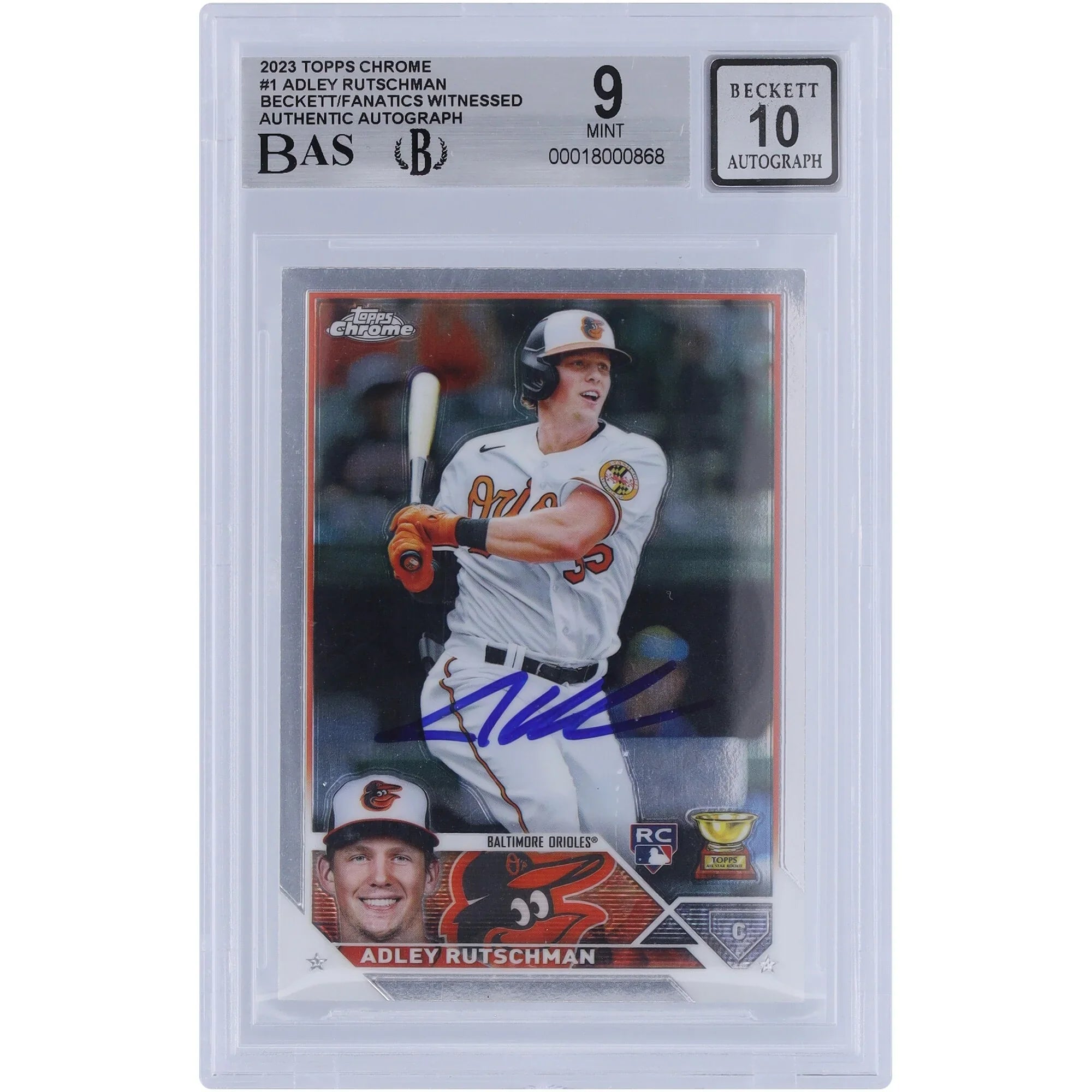 Adley Rutschman Signed 2023 Topps Chrome #1 Rookie Card | Graded 9