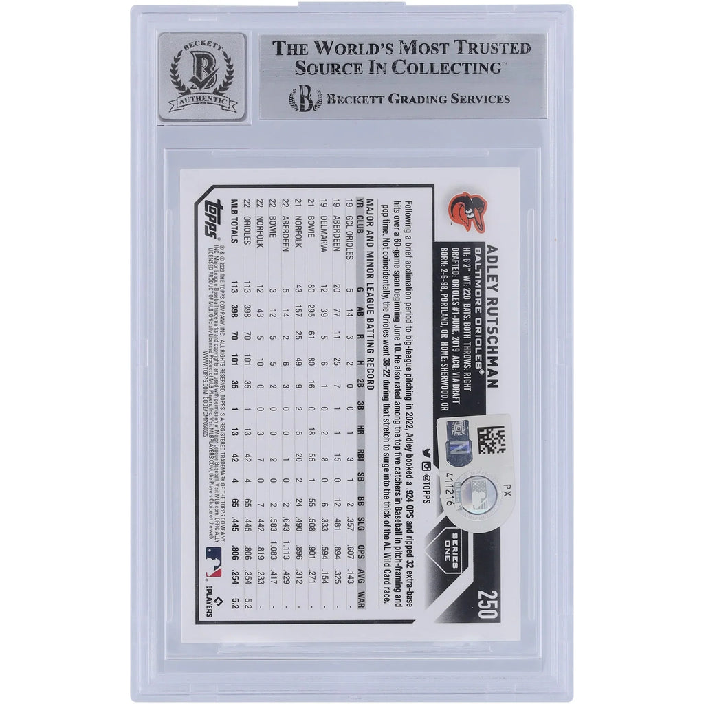 Adley Rutschman Signed 2023 Topps Series One #250 Rookie Card | Graded 9
