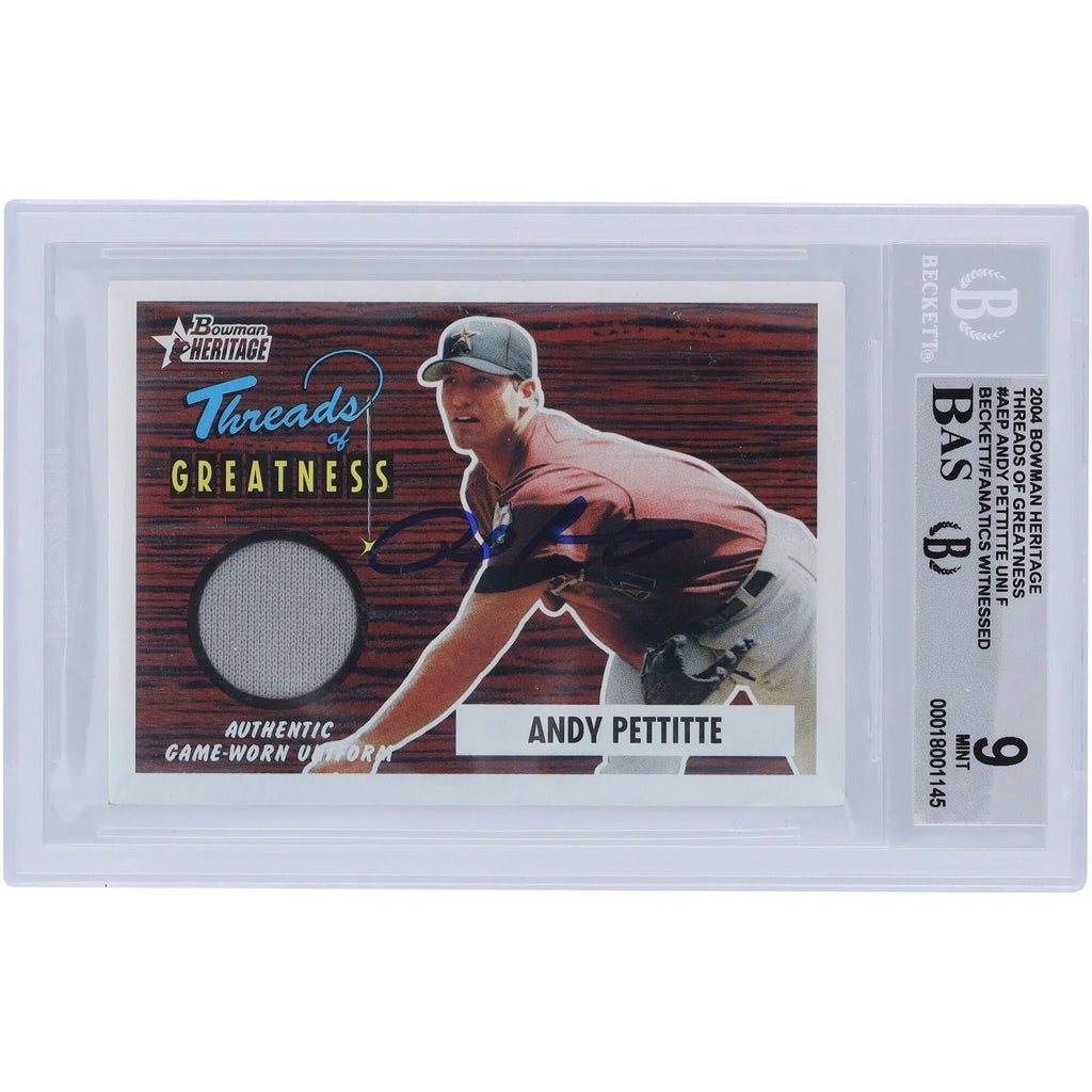 Andy Pettitte Signed 2004 Bowman Heritage Threads of Greatness Jersey Relic Card | Graded
