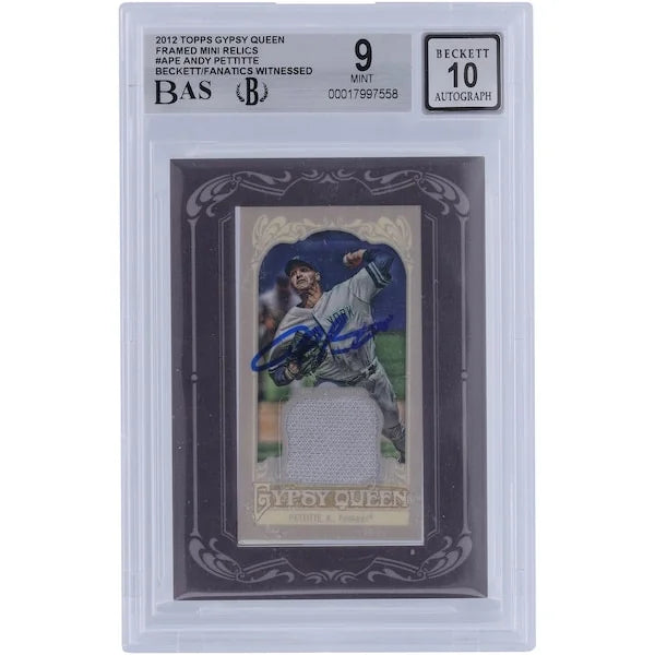 Andy Pettitte Signed 2012 Topps GQ Mini Jersey Relic Card | Graded 9