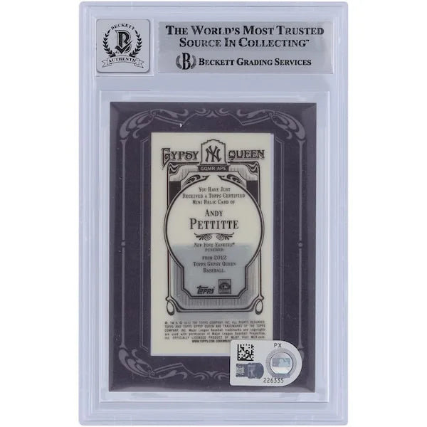 Andy Pettitte Signed 2012 Topps GQ Mini Jersey Relic Card | Graded 9